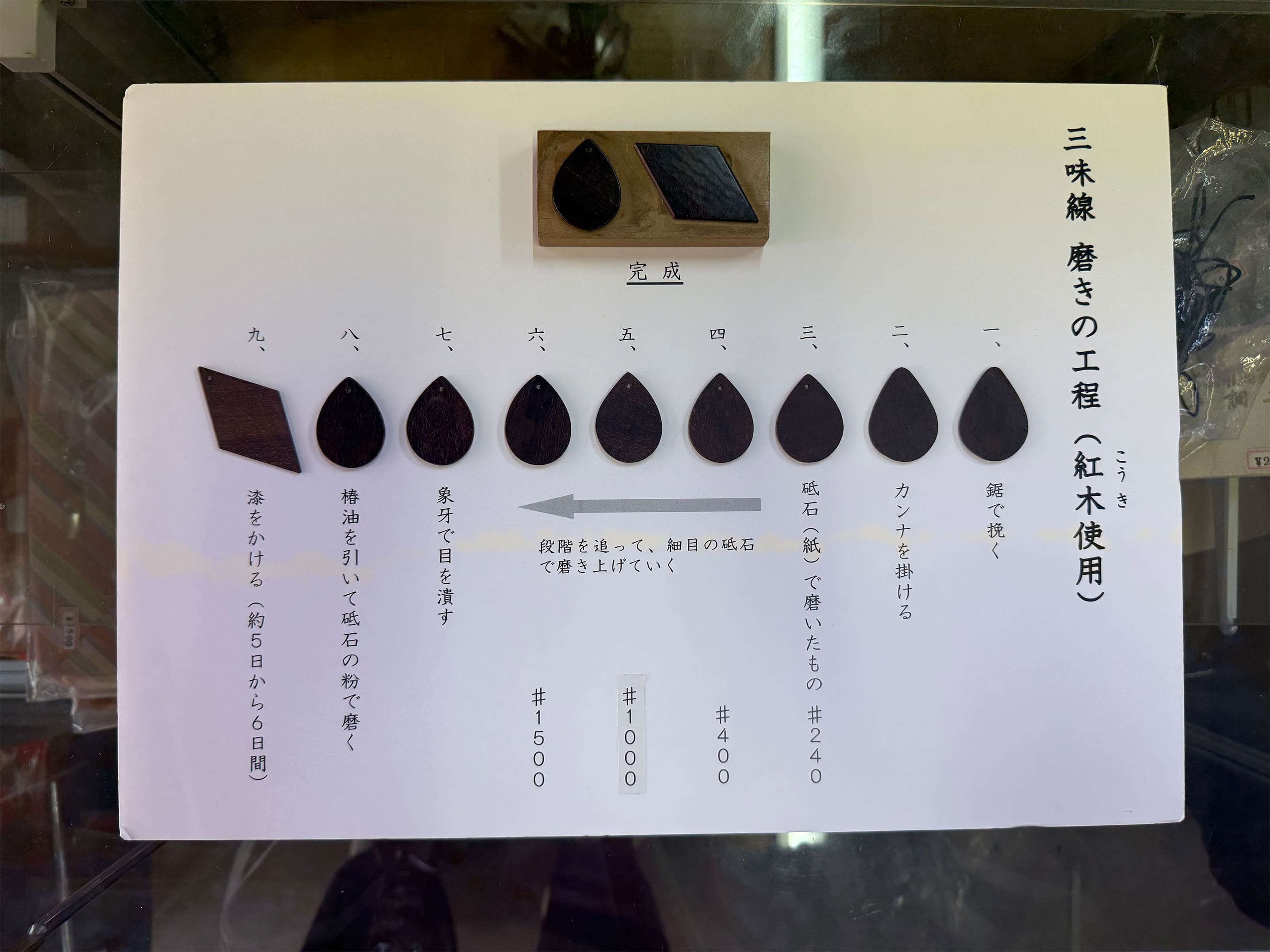 繰り返し磨かれ、美しい光沢が生まれる